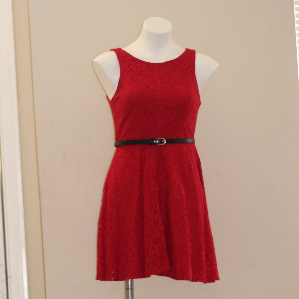 Arden B Red Lace Skater Dress - Pre-Owned